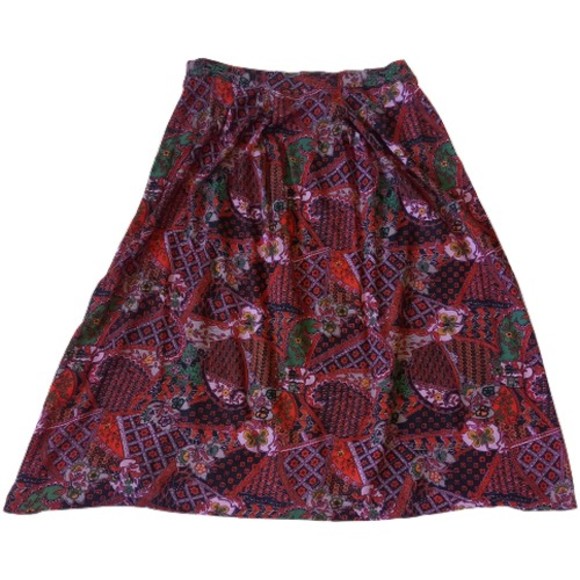 Linton Dresses & Skirts - Size 14-16 Vintage Stretchy Multi Floral Midi Skirt